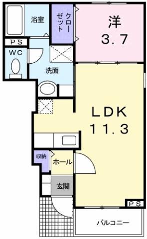 パピヨン(1LDK/1階)の間取り写真