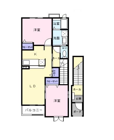 シャルマン弐番館(2LDK/2階)の間取り写真