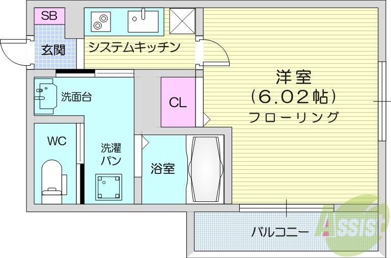 SENTOGARDEN 1(1K/2階)の間取り写真