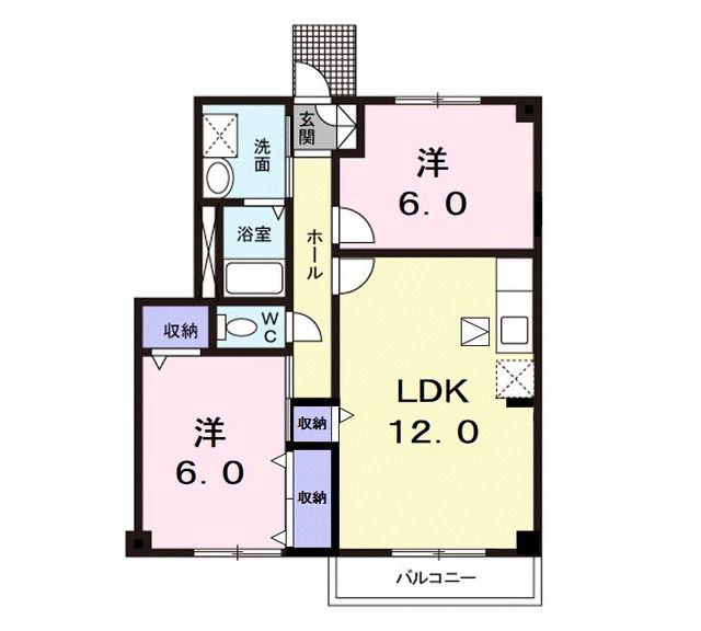 サンパティークA(2LDK/1階)の間取り写真