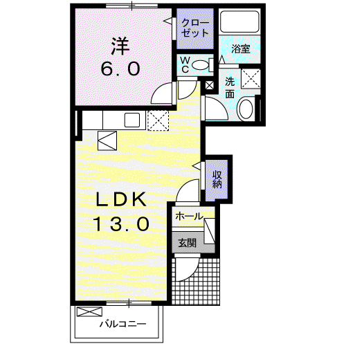 エテルノコマンド(1LDK/1階)の間取り写真