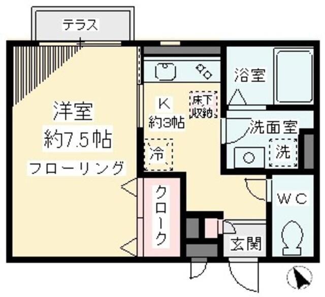 パークシティ経堂(1K/2階)の間取り写真