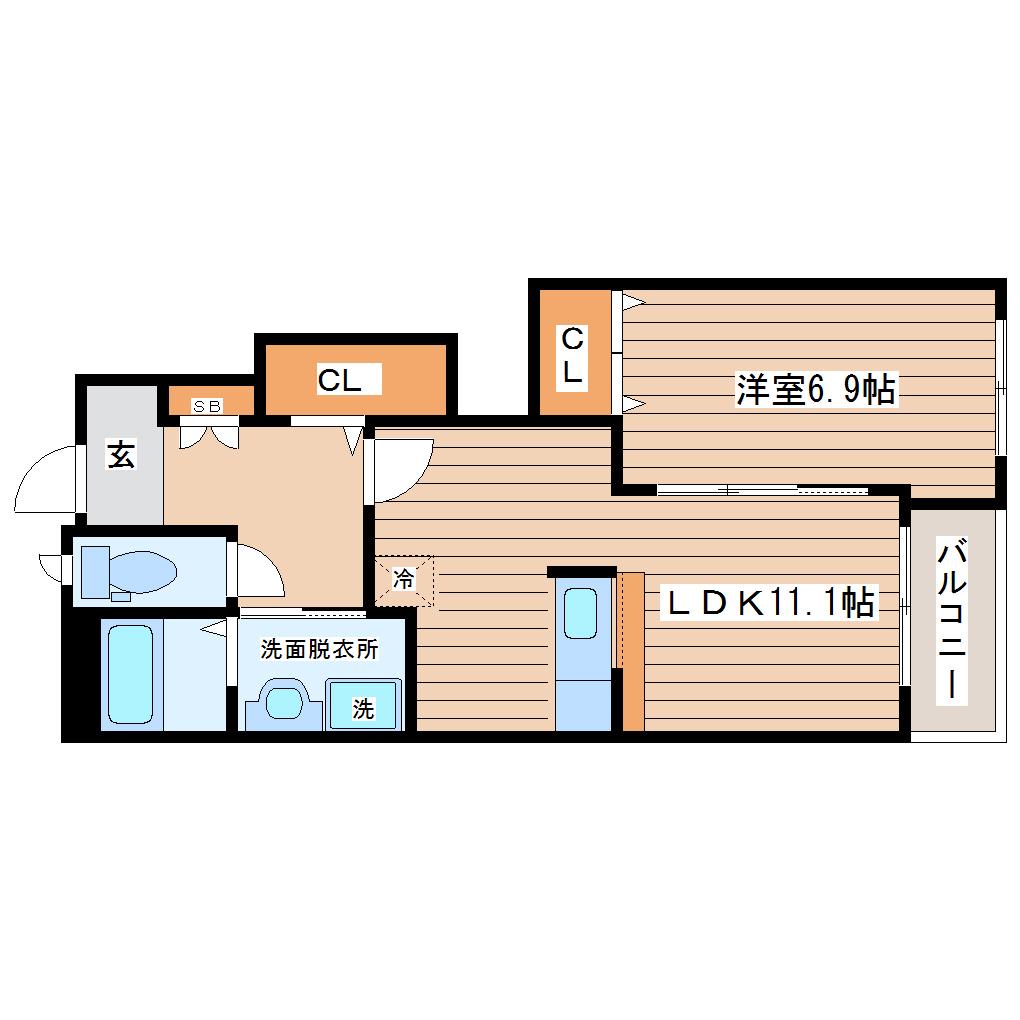 コンフォース・エス(1LDK/1階)の間取り写真