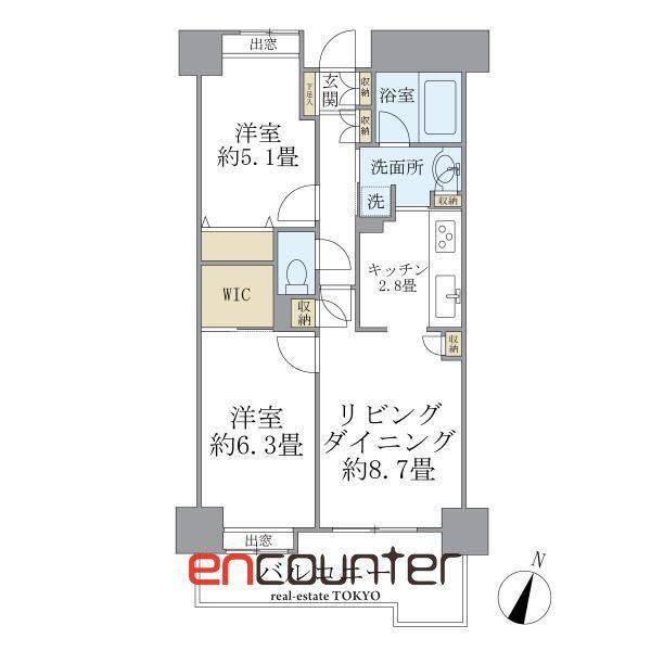 グランフラッツ北千住(2LDK/7階)の間取り写真