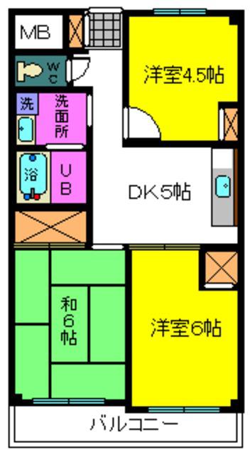 マンション・カネイ(3K/4階)の間取り写真