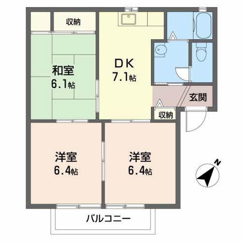 エスポアール北豊中(3DK/2階)の間取り写真