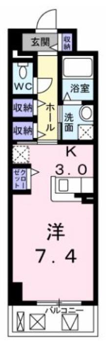 アルムIII(1K/4階)の間取り写真