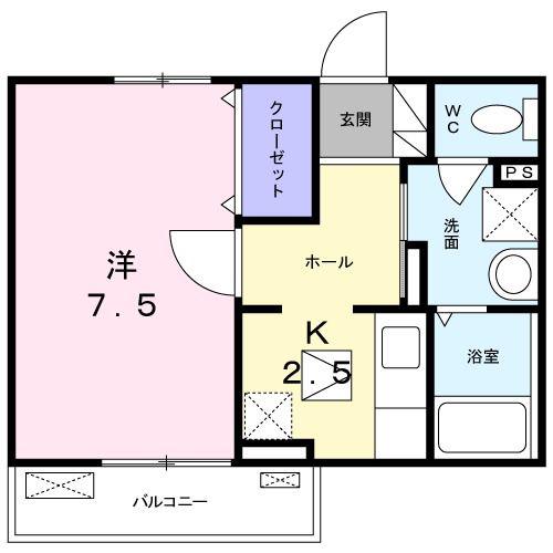 エテルノ(1K/1階)の間取り写真