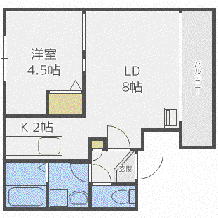 パラッツオ中の島(1LDK/4階)の間取り写真