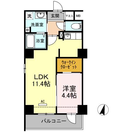 フォレストドルフ天神(1LDK/5階)の間取り写真