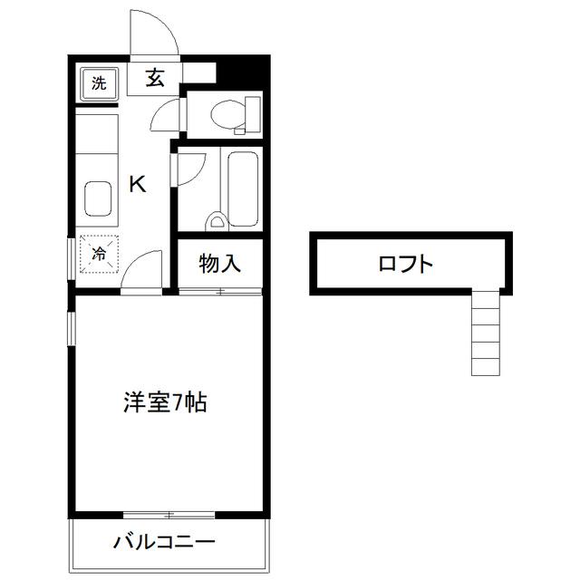 サンシャイン国見(1K/2階)の間取り写真