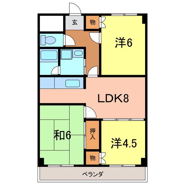 レビュー横山(3DK/2階)の間取り写真