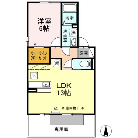 トータスモア参番館(1LDK/1階)の間取り写真