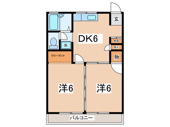 メゾンK(2DK/1階)の間取り写真