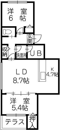 メロディ松原(2LDK/1階)の間取り写真