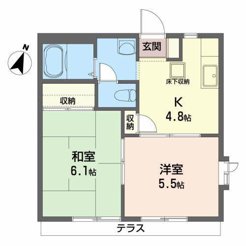 パークヒルズK(2K/1階)の間取り写真