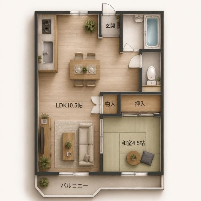 リバーサイドハイツ(1LDK/2階)の間取り写真