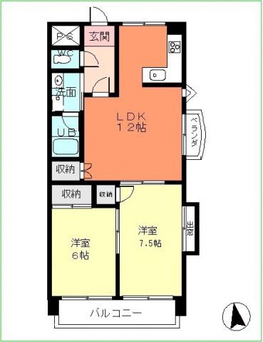 木原ビル3号館(2LDK/4階)の間取り写真