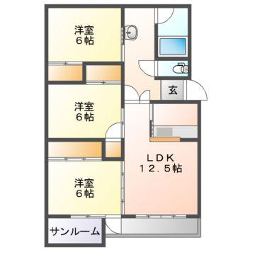 ベターアール沼館(3LDK/2階)の間取り写真