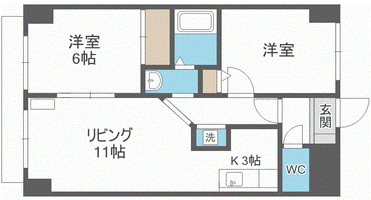 アクティブヒルズ(2LDK/6階)の間取り写真