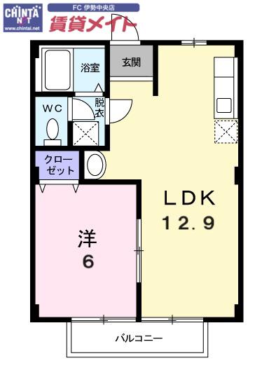 サニーヴィラ大久保(1LDK/2階)の間取り写真