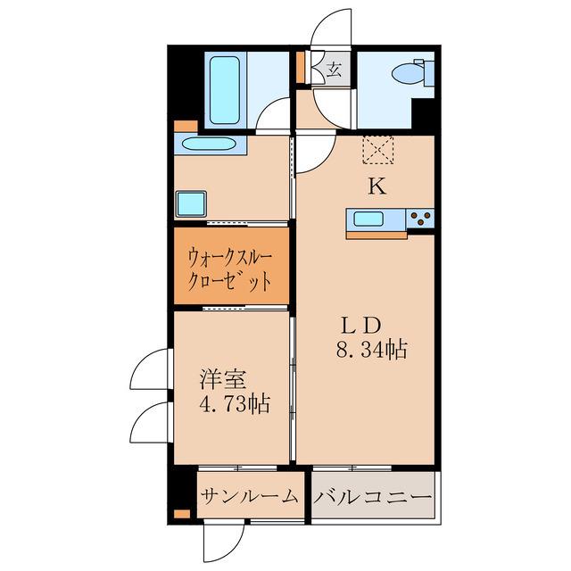 CREA笠之原(1LDK/5階)の間取り写真