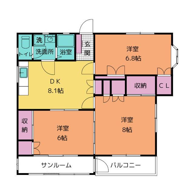 間宮マンション(3DK/3階)の間取り写真