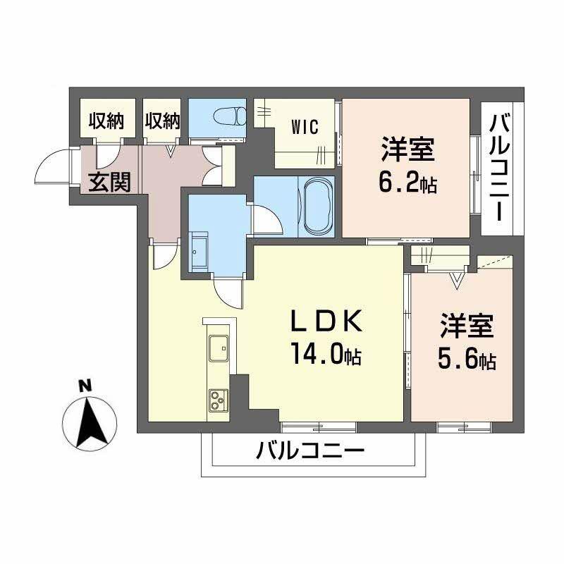 ミュルティプリエ(2LDK/2階)の間取り写真