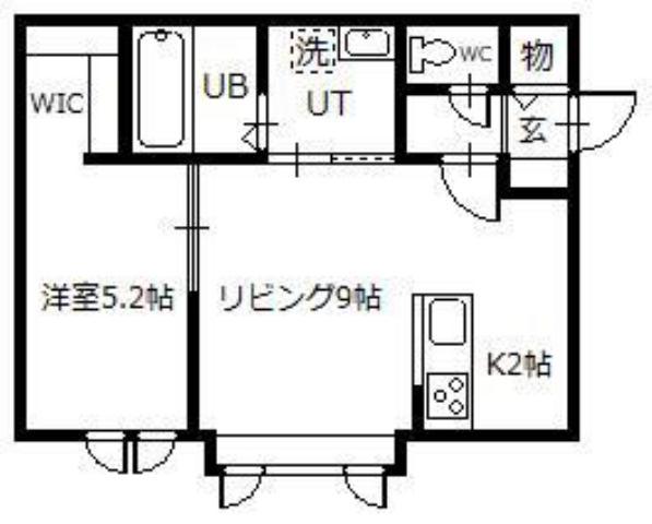 ヴェルヒュッテふらの栄町(1LDK/1階)の間取り写真