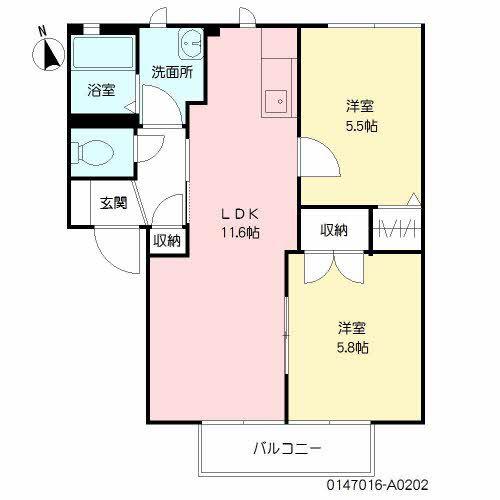 ノーズヴィラ一番館 (2LDK/2階)の間取り写真