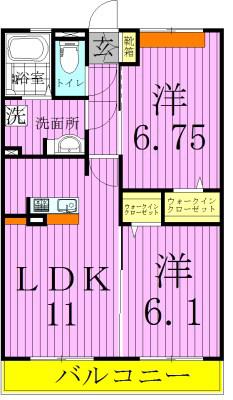 フローラ(2LDK/3階)の間取り写真