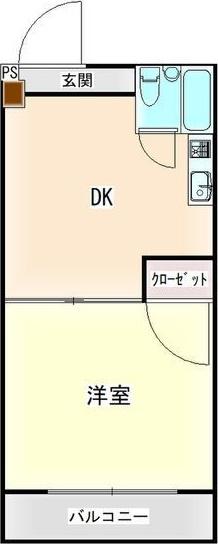 日電ビル(1DK/3階)の間取り写真