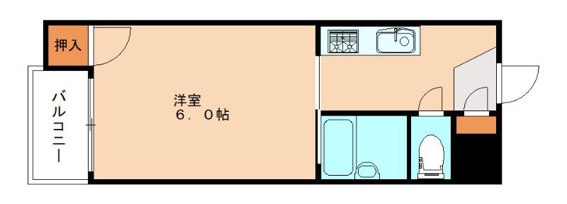 シャトレ足原(1K/2階)の間取り写真