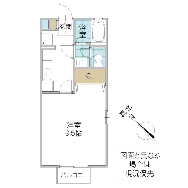 ブライトハイツ II(1K/2階)の間取り写真