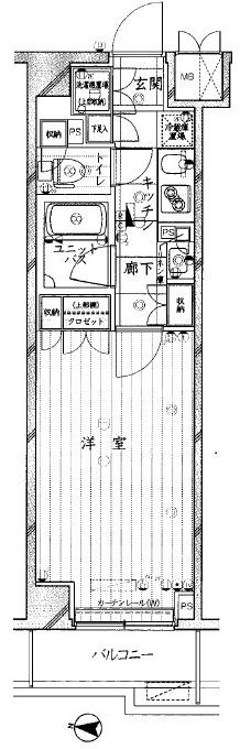 ルーブル清澄白河参番館(1K/4階)の間取り写真