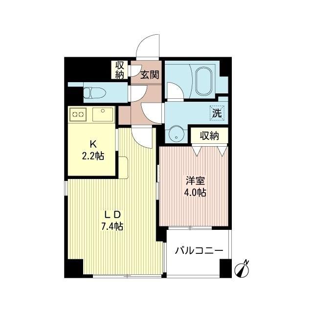 ルボラパン行人坂(1LDK/4階)の間取り写真