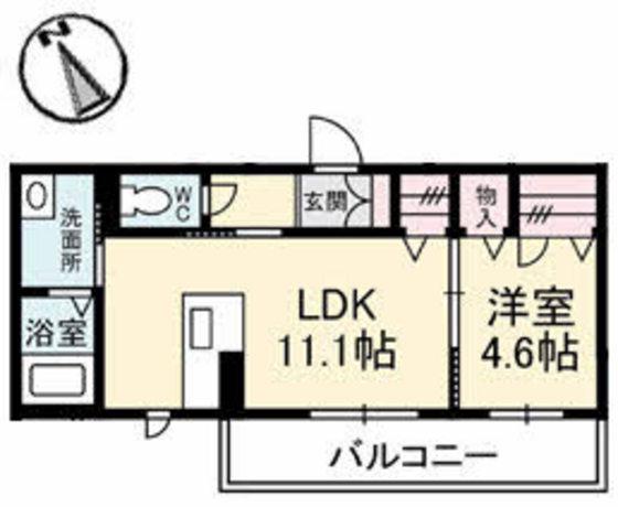 WINGCOURT F.R(1LDK/2階)の間取り写真