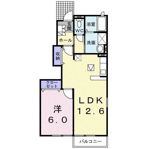エクセル東明(1LDK/1階)の間取り写真