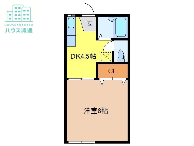 ストリーム萩尾(1DK/1階)の間取り写真