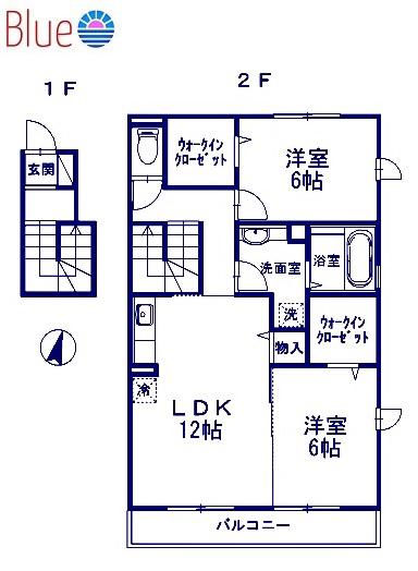 ディアベルジュ湘南台 弐番館(2LDK/2階)の間取り写真