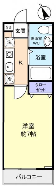 FLAIR(1K/1階)の間取り写真