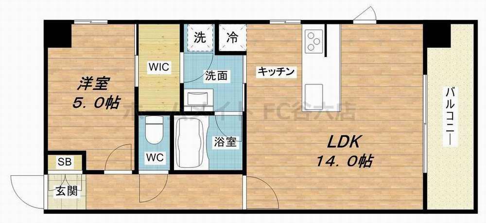 アクアプレイス四天王寺(1LDK/7階)の間取り写真