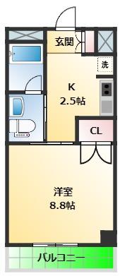 リバブル本通(1K/5階)の間取り写真
