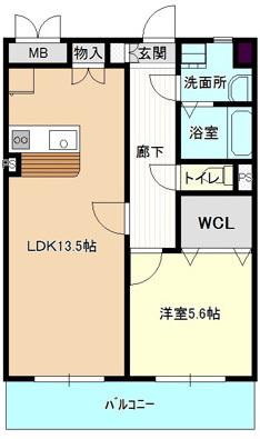 トリニティ(1LDK/2階)の間取り写真
