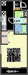 スクエア今泉A(1K/2階)の間取り写真