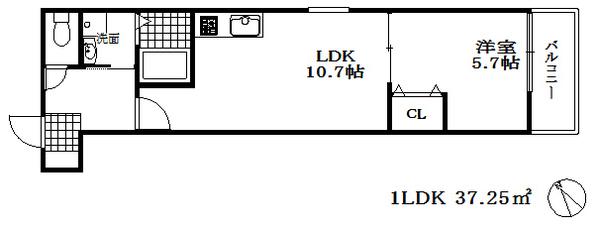 フジパレス兵庫(1LDK/1階)の間取り写真