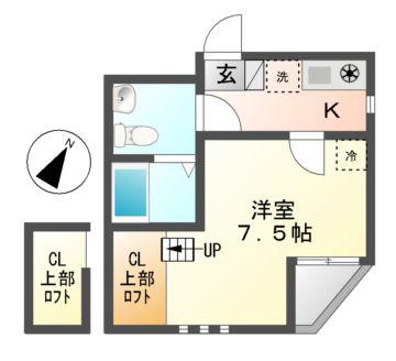 ノヴェル今池(1K/2階)の間取り写真
