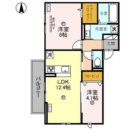 ユーフォリア籠池通(2LDK/3階)の間取り写真