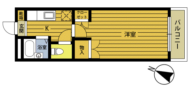 シャロム賀来(1K/3階)の間取り写真