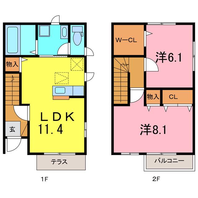 エトワール(2LDK/1階)の間取り写真